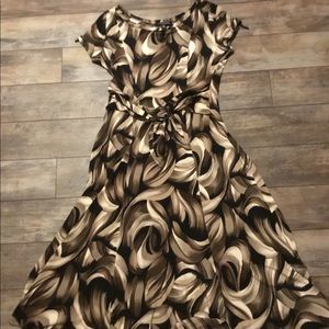 Brown/cream dress with attached “belt”